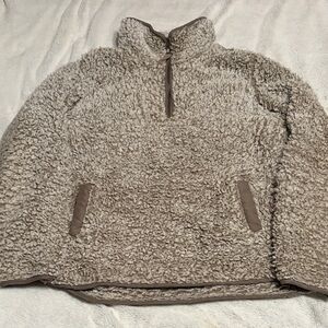 Thread & Supply Taupe Sherpa Quarter Zip Pullover